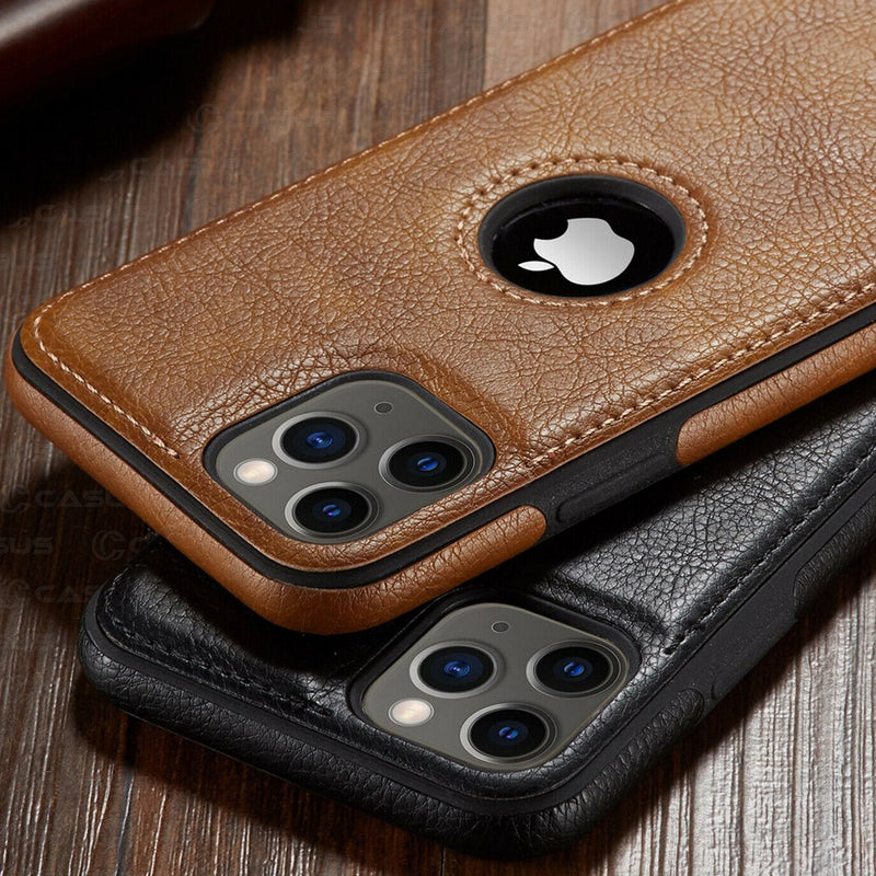 Capinha de Couro para iPhone (11, 11 Pro, 11 Pro Max, 12, 12 Pro, 12 Pro Max, 12 Mini, X, XR, XR Max, Xs, Xs Max)