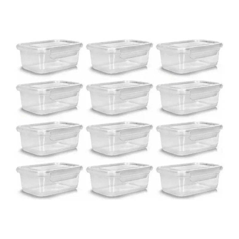 Kit 12 Potes com Trava Transparente Reutilizáveis