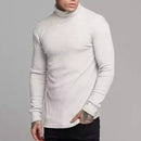 Suéter Masculino de Lã em Tricô Canelado com Gola Alta