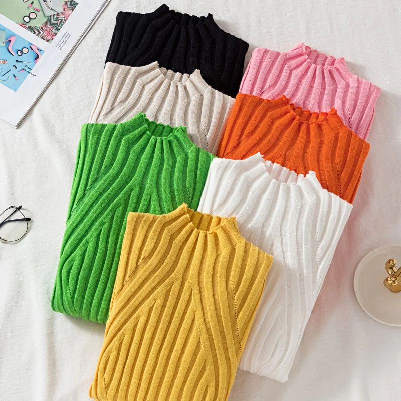 Suéter Feminino de Inverno Gola Alta Canelado