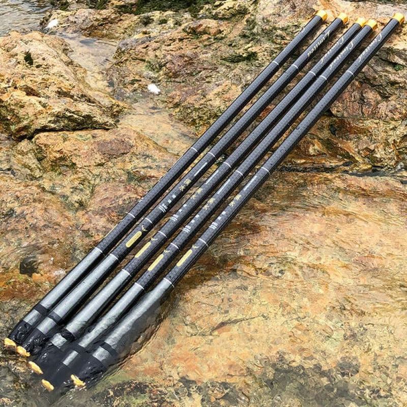 Vara de Pesca Fibra de Carbono Telescópica Ultra Leve.