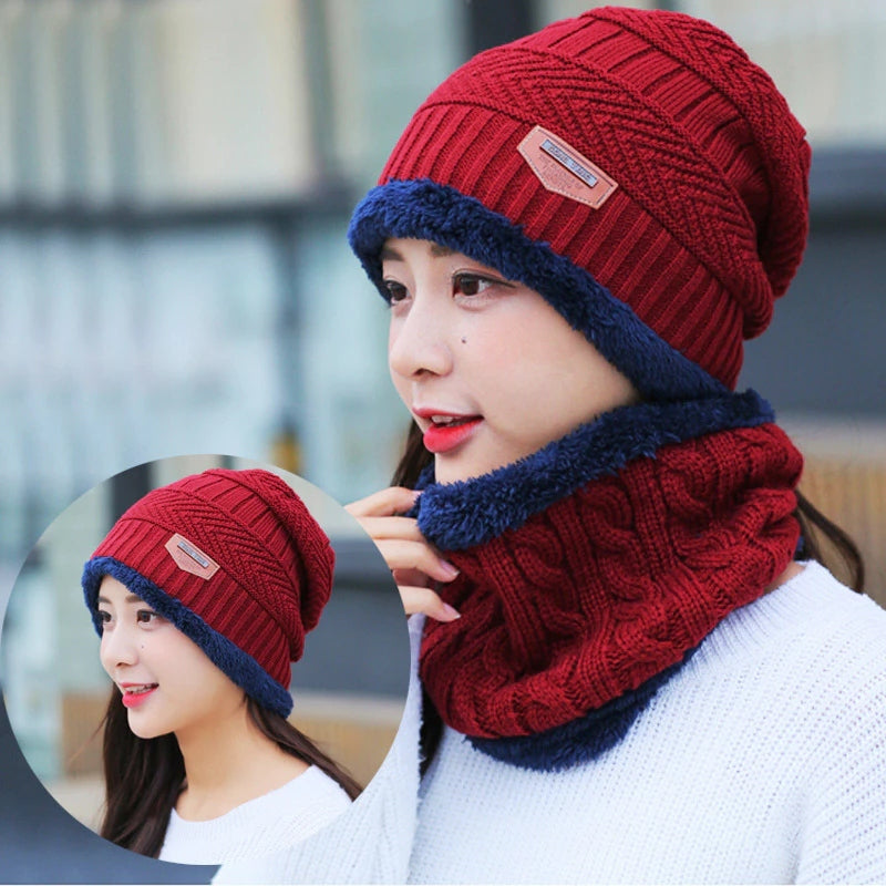 Kit Cachecol e Gorro Unissex de Algodão para Inverno