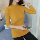 Suéter Feminino Slim Canelado de Gola Alta - CozyElegance