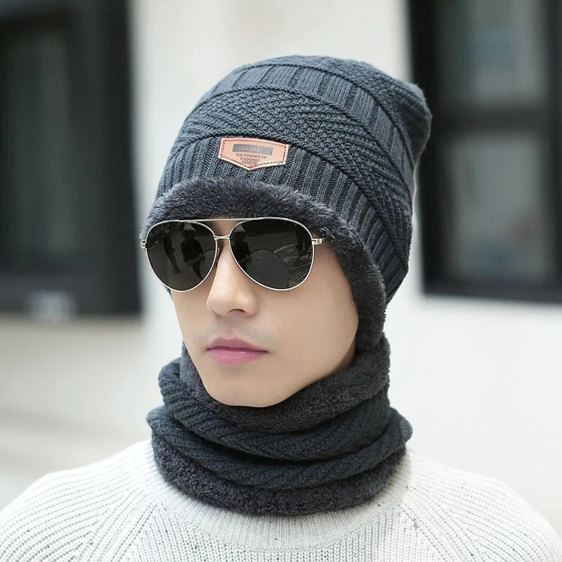 Kit Cachecol e Gorro Unissex de Algodão para Inverno