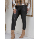 Calça Legging Skinny Feminina de Couro Flanelada