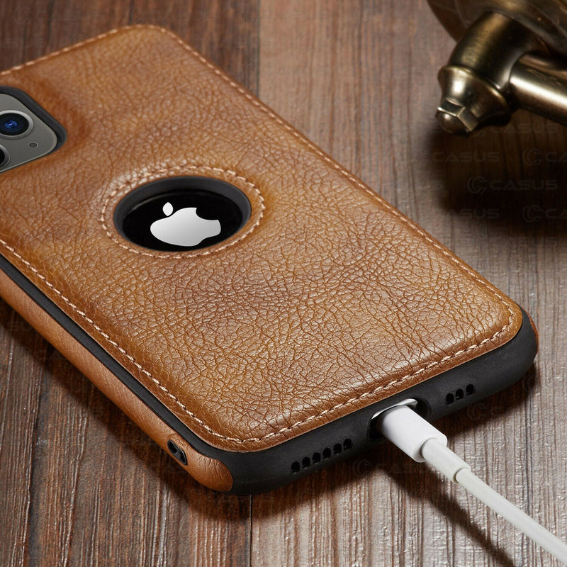 Capinha de Couro para iPhone (11, 11 Pro, 11 Pro Max, 12, 12 Pro, 12 Pro Max, 12 Mini, X, XR, XR Max, Xs, Xs Max)