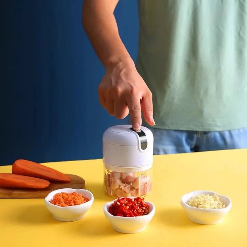 Mini Processador Elétrico de Alimentos Recarregável de Aço Inox